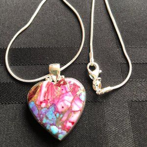 925 Stamped Sterling Silver 19.65cts Spiny Oyster Arizona Pendant- Necklace